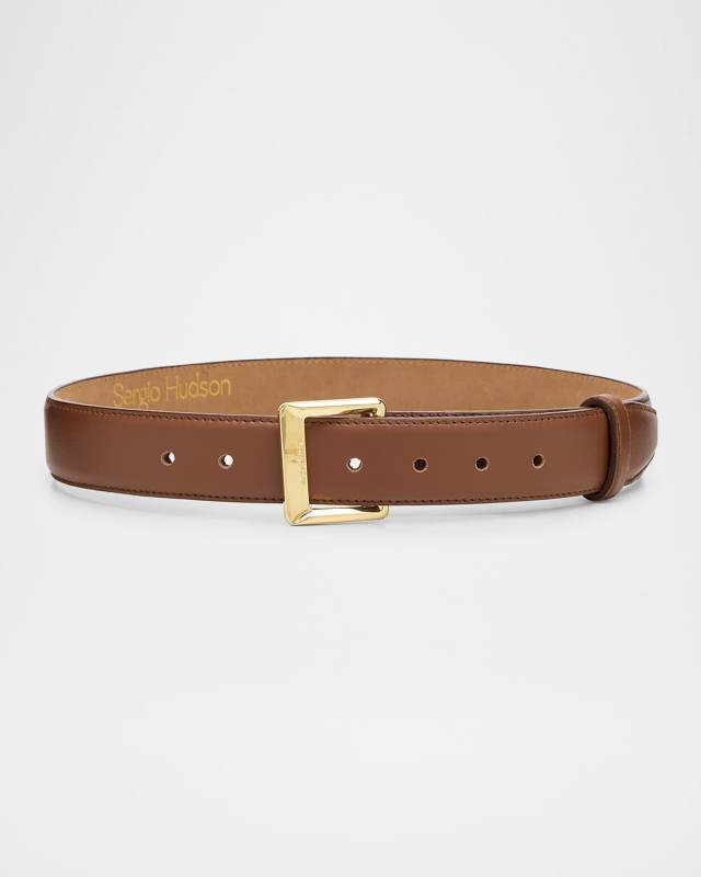 Square Buckle Leather Belt